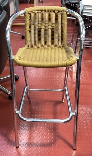 Wicker & Chrome Frame High Stool