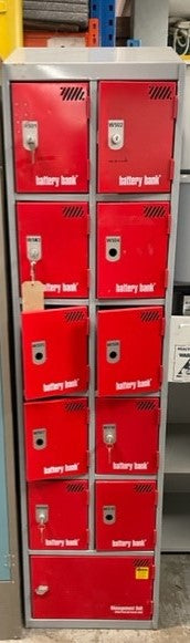 Grey & Red 11 Door Battery Bank Locker