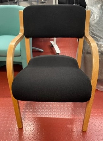 Black & Wooden Frame Meeting Chair with Arms