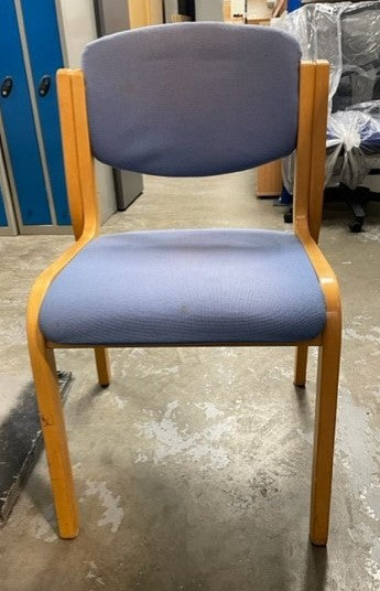 Light Blue & Wooden Frame Meeting Chair