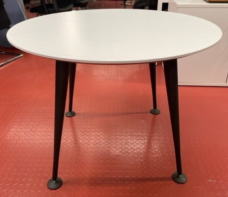 White Round Table with Dark Grey Legs