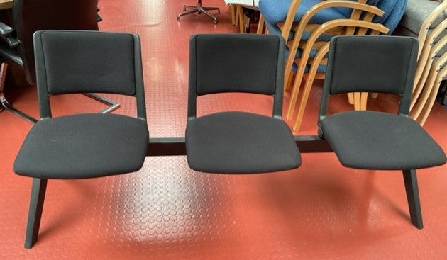 Black Seat & Black Frame Beam 3 Seater Unit