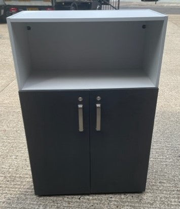 Grey Low Open Top Cabinet with Dark Grey Doors