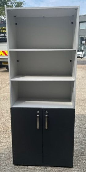 Grey Tall Open Top Cabinet with Dark Grey Doors
