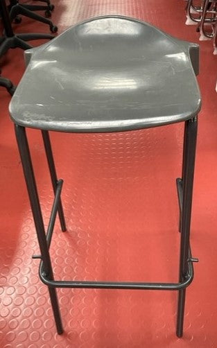 Grey Seat Black Frame Low Stool