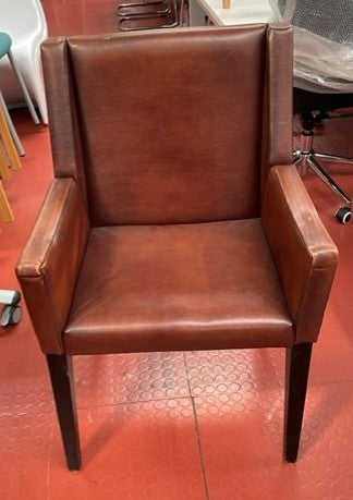 Brown Leather & Black Legs Chair