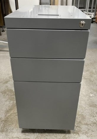 Grey Slimline Metal 3 Draw Pedestal