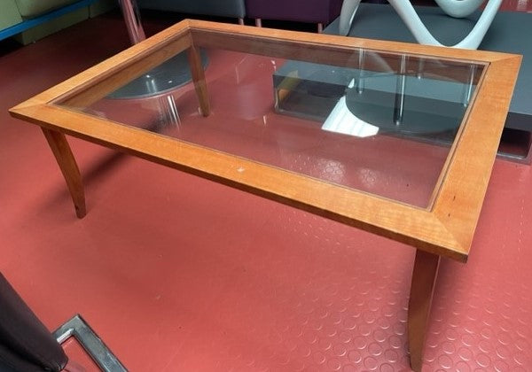 Wood Frame Glass Coffee Table