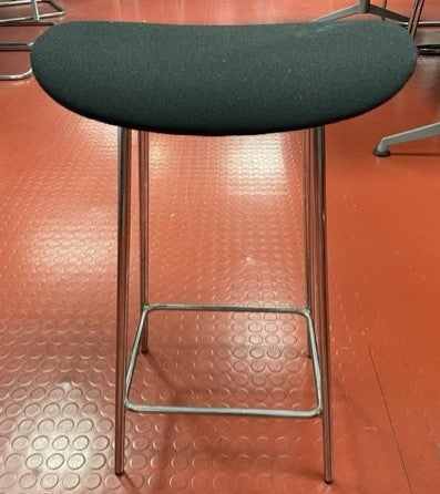 Black Upholstered Chrome Base Low Stool