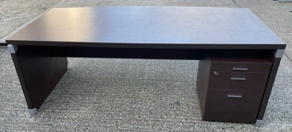 Dark Walnut Executive Bow Fronted Desk