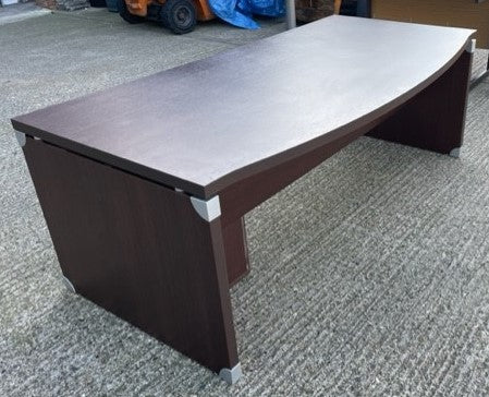 Dark Walnut Executive Bow Fronted Desk