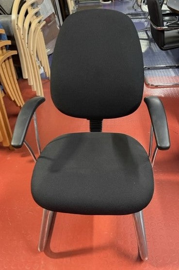 Black Upholstered Curved Arm Chair