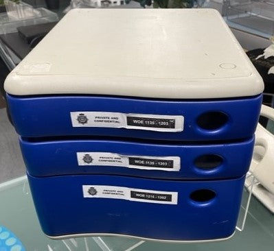 Grey & Blue 3 Drawer Letter Box File