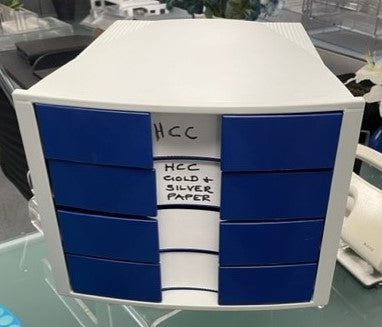 Grey & Blue 4 Drawer Letter Box File