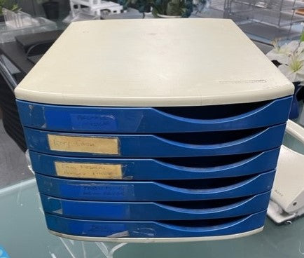 Grey & Blue 6 Drawer Letter Box File