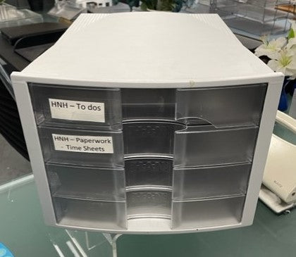 Grey & Clear 4 Drawer Letter Box File