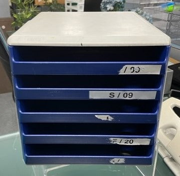 Grey & Blue 5 Drawer Letter Box File