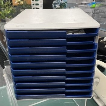 Grey & Blue 10 Drawer Letter Box File