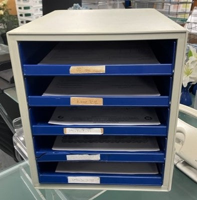 Grey & Blue Open 5 Drawer Letter Box File