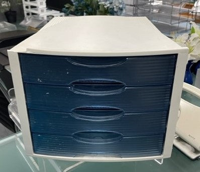 Light Grey & Blue 4 Drawer Letter Box File