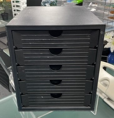 Black Plastic 5 Drawer Letter Box File