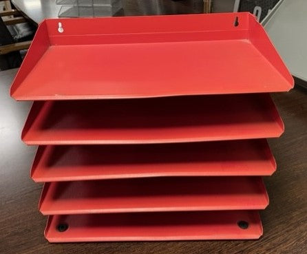 Red Metal 5 Tier In Out Tray