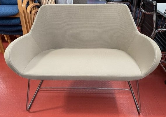 Light Grey 2 Seater Sofa With Chrome Frame