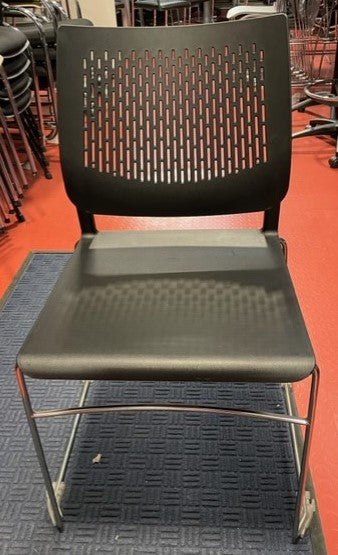 Black Plastic Perf Back Chrome Frame Stacking Chair