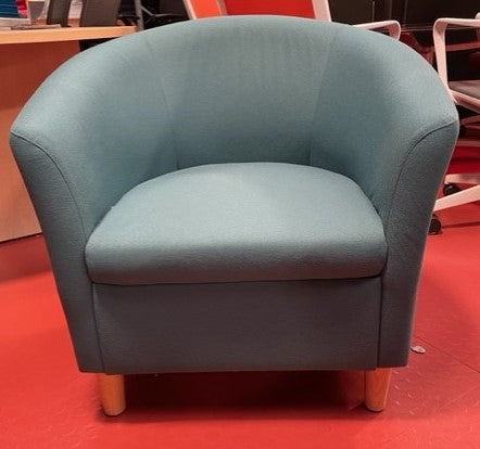 Green Curved Tub Chair With Wood Feet