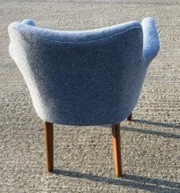 Light Blue Upholstered Tub Chair With Wood Feet