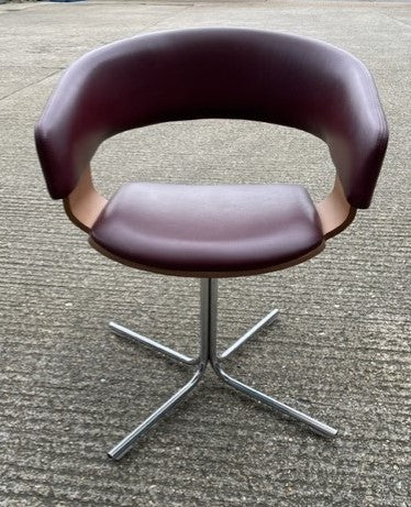 Allermuir Mollie Burgundy Leather & Wood Chair