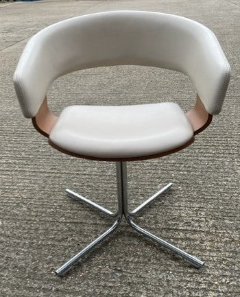 Allermuir Mollie Cream Leather & Wood Chair