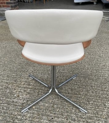 Allermuir Mollie Cream Leather & Wood Chair