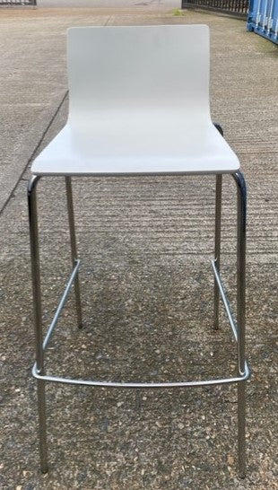 White & Chrome Frame High Bar Stool
