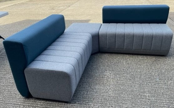Allermuir Grey & Blue 3 Part Reception Seating