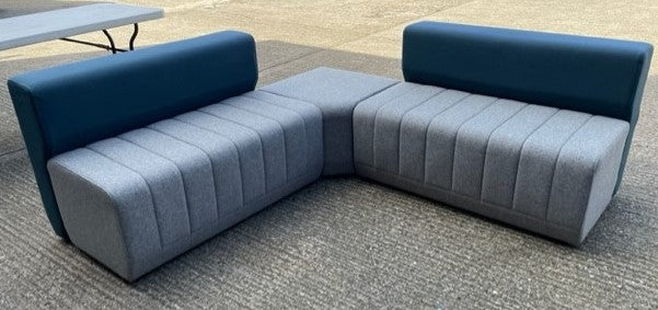 Allermuir Grey & Blue 3 Part Reception Seating