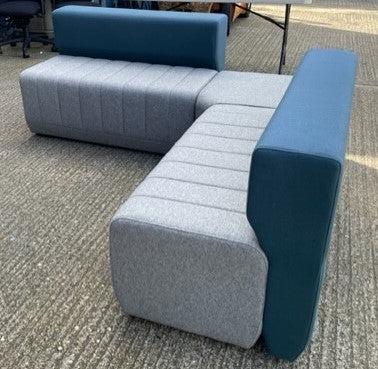 Allermuir Grey & Blue 3 Part Reception Seating