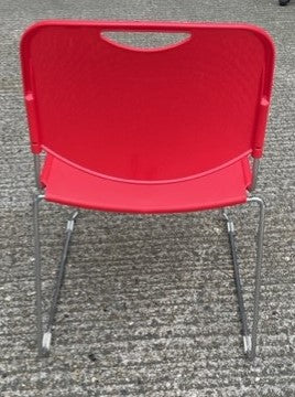 Red Plastic & Chrome Stacking Chair