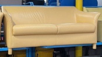 Yellow Leather 2 Seater Sofa