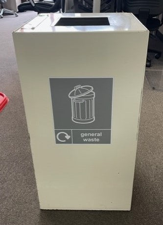 White Metal Recycle Bin