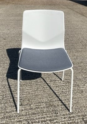 White & Grey Upholstered Seat Stacking Chair