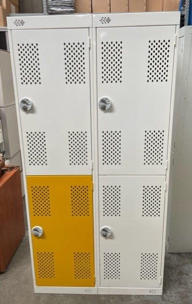 White & Orange Wide 4 Door Locker