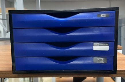 Black & Dark Blue 4 Drawer Letter Box File