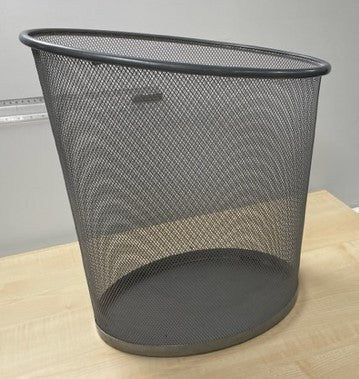 Silver Metal Mesh Oval Top Waste Bin