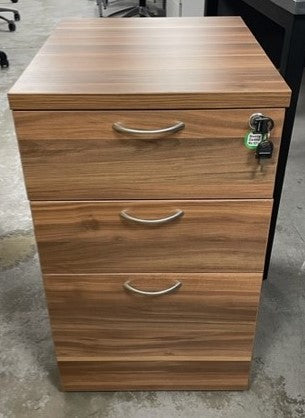 Walnut Wood 3 Draw Pedestal