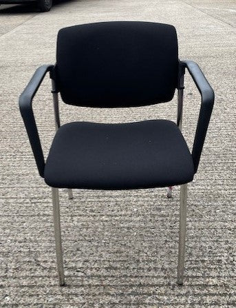 Black Upholstered Black Arm & Chrome Frame Chair