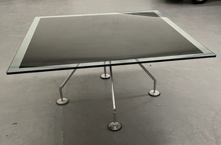 Black Glass Inlay Square Boardroom Table Ali Frame