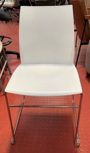 White Connection Chrome Frame Stacking Chair