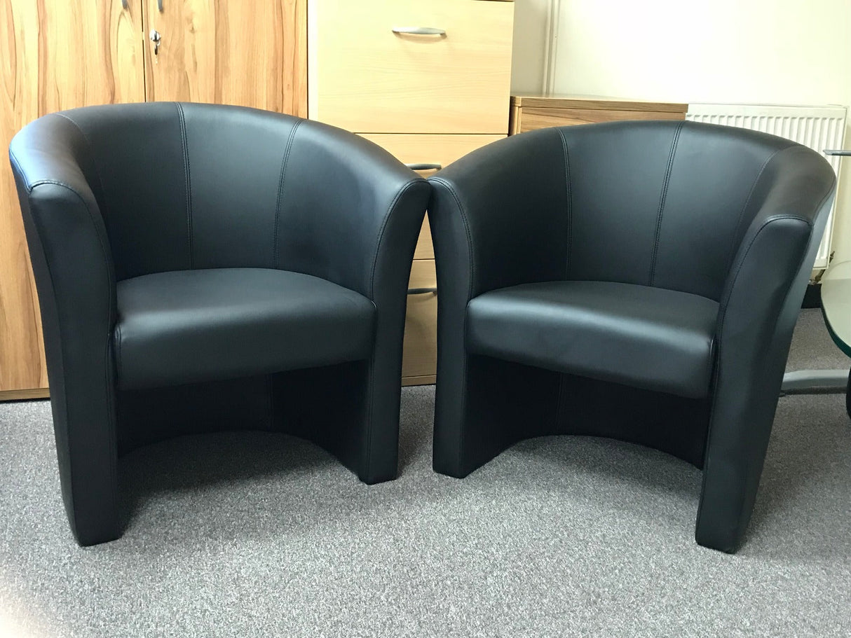 Black Leather Tub Seating