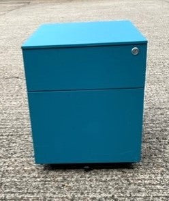 Turquoise Metal 2 Draw Pedestal